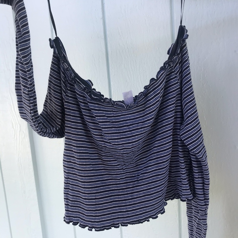 H&M off the shoulder striped crop top